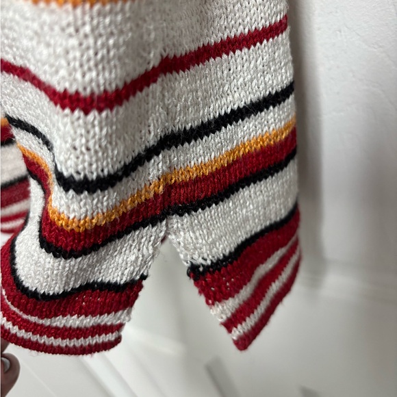 First Issue Liz Claiborne Striped Knit Sweater Tank Top Retro White Red Mustard - Picture 4 of 9